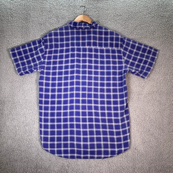 Patagonia Men's Purple Blue Plaid Checked Short Sleeve Button Down Shirt M - Picture 5 of 5